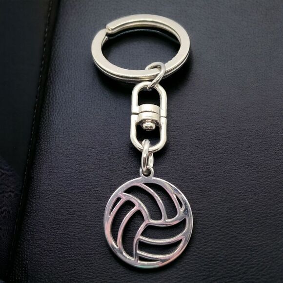 Volleyball 🏐 Silver Stainless Steel Keychain Key Ring Chain Clip Summer Olympic - Picture 3 of 8